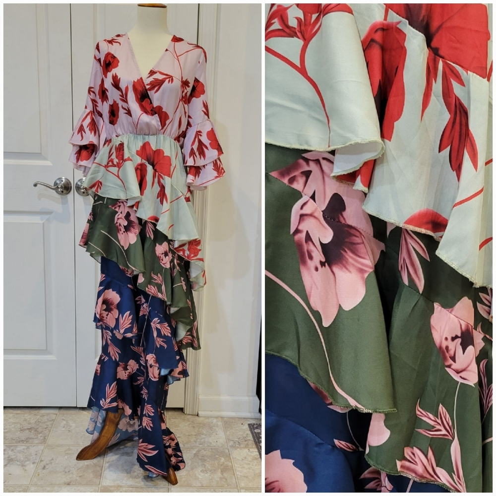 L'ATISTE Floral Maxi Dress - Red, Pink, Green, Blue